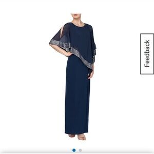 SLNY Navy Blue Maxi Dress with Silver Accents NWT Sz 6